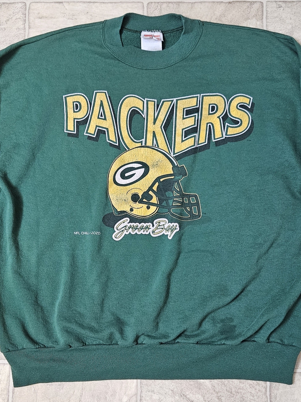 Hanes Green Bay Packers Green & Yellow Crewneck Vintage Sweatshirt Size Adult XL